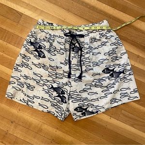Paul Stuart Swim Trunk Swim Suit Board Short Batik Like Art 100% Cotton Shorts